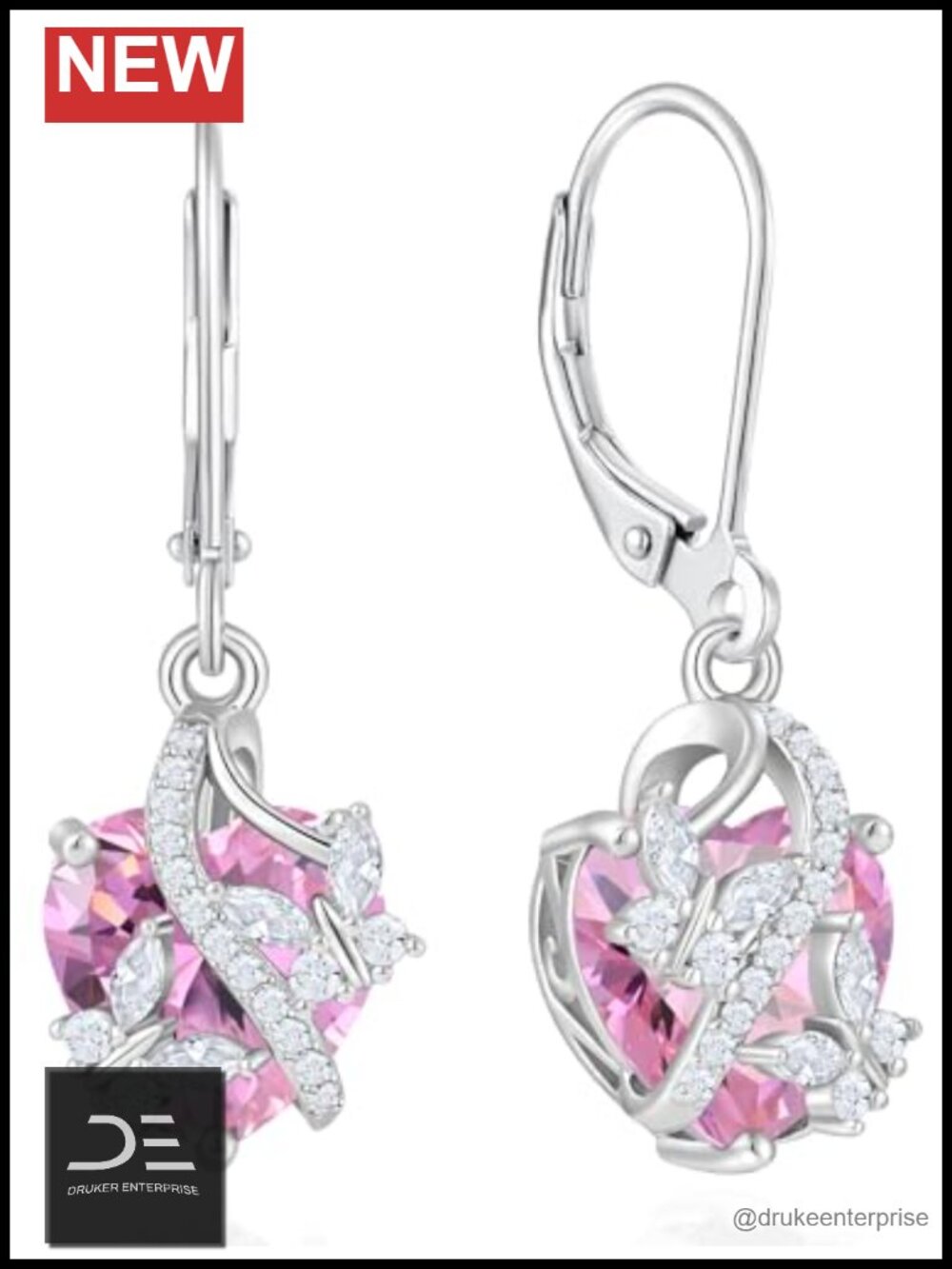 Vesitim 925 Sterling Silver Butterfly Heart Dangle Earrings CZ Birthstone